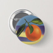 ヴィンテージフルーツのクラートラベルアート、ジューシーなオレンジ 缶バッジ (正面&裏面)