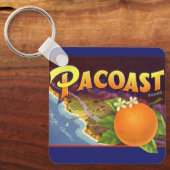 ヴィンテージフルーツのクラートラベルアート、パコスタントオレンジ キーホルダー (正面)