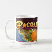 ヴィンテージフルーツのクラートラベルアート、パコスタントオレンジ コーヒーマグカップ (左)