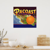 ヴィンテージフルーツのクラートラベルアート、パコスタントオレンジ ポスター (キッチン)