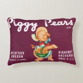 ヴィンテージフルーツのクレートのラベルとピギー梨 アクセントクッション (正面)