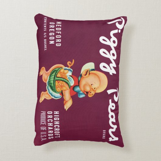 ヴィンテージフルーツのクレートのラベルとピギー梨 アクセントクッション (裏面(縦))