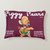 ヴィンテージフルーツのクレートのラベルとピギー梨 アクセントクッション (裏面)