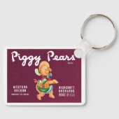 ヴィンテージフルーツのクレートのラベルとピギー梨 キーホルダー (正面)