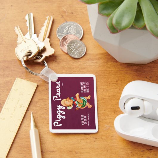 ヴィンテージフルーツのクレートのラベルとピギー梨 キーホルダー (デスク)