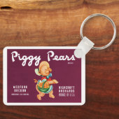ヴィンテージフルーツのクレートのラベルとピギー梨 キーホルダー (正面)