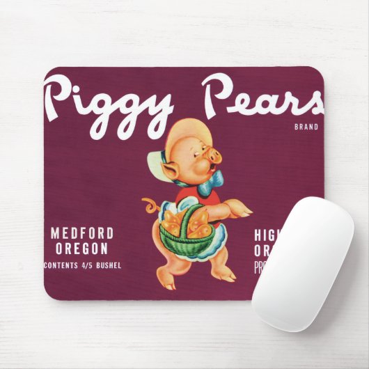 ヴィンテージフルーツのクレートのラベルとピギー梨 マウスパッド (マウス)