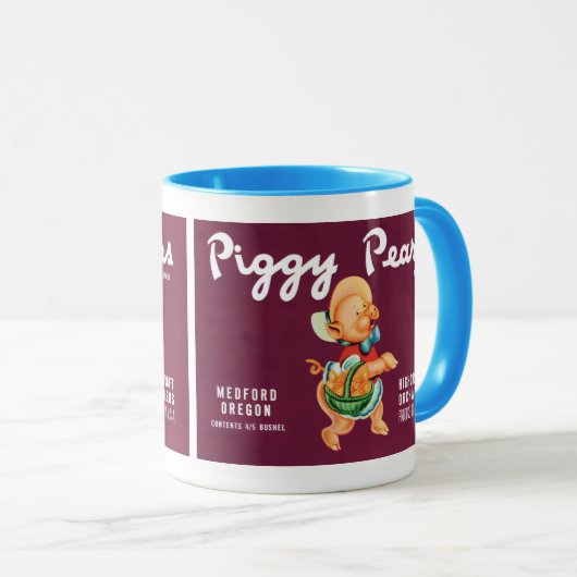 ヴィンテージフルーツのクレートのラベルとピギー梨 マグカップ (正面右)