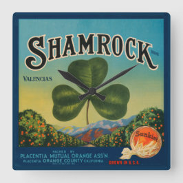 ヴィンテージフルーツオレンジクレートラベル スクエア壁時計