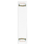 ヴィンテージフルーツガーランド（青いリボン付き）ようこそ ショートテーブルランナー (正面)