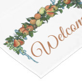 ヴィンテージフルーツガーランド（青いリボン付き）ようこそ ショートテーブルランナー (コーナー)