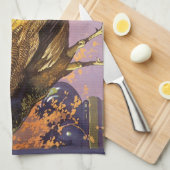 ヴィンテージフルーツクラートラベルアートエルパボピーコックバード キッチンタオル (四つ折り)