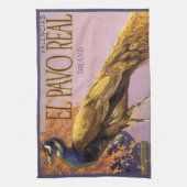 ヴィンテージフルーツクラートラベルアートエルパボピーコックバード キッチンタオル (縦)