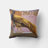 ヴィンテージフルーツクラートラベルアートエルパボピーコックバード クッション (裏面)