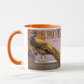 ヴィンテージフルーツクラートラベルアートエルパボピーコックバード マグカップ (左)