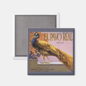 ヴィンテージフルーツクラートラベルアートエルパボピーコックバード マグネット (正面/裏面)