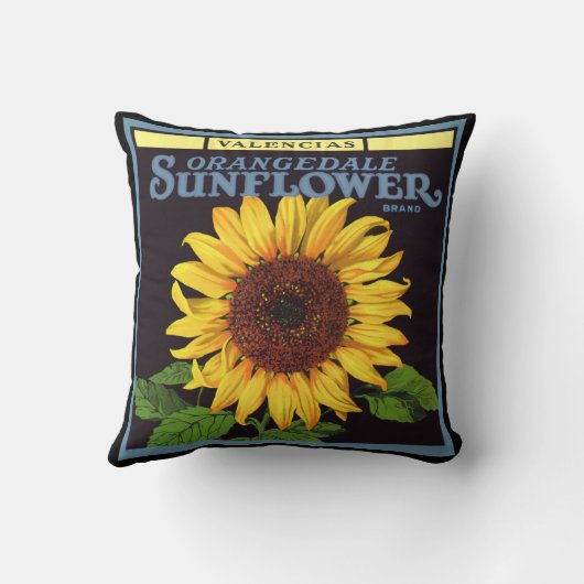 ヴィンテージフルーツクラートラベルアートオランジェデールサンフラワー クッション (裏面)