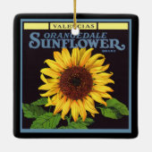 ヴィンテージフルーツクラートラベルアートオランジェデールサンフラワー セラミックオーナメント (裏面)