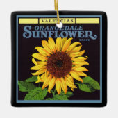 ヴィンテージフルーツクラートラベルアートオランジェデールサンフラワー セラミックオーナメント (正面)