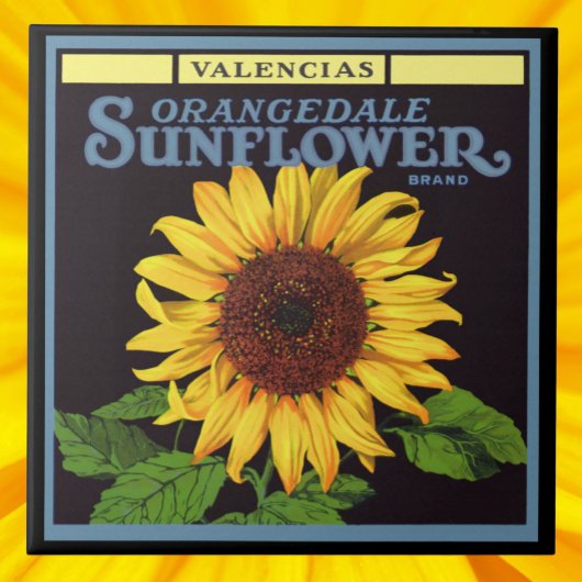 ヴィンテージフルーツクラートラベルアートオランジェデールサンフラワー タイル