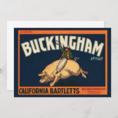 ヴィンテージフルーツクラートラベルアートカウボーイオンピッグロデオ (正面/裏面)