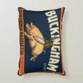ヴィンテージフルーツクラートラベルアートカウボーイオンピッグロデオ アクセントクッション (正面(垂直))