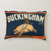 ヴィンテージフルーツクラートラベルアートカウボーイオンピッグロデオ アクセントクッション (裏面)