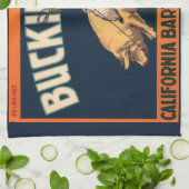 ヴィンテージフルーツクラートラベルアートカウボーイオンピッグロデオ キッチンタオル (折り畳み)