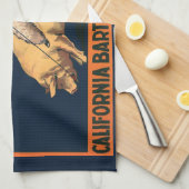 ヴィンテージフルーツクラートラベルアートカウボーイオンピッグロデオ キッチンタオル (四つ折り)