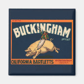 ヴィンテージフルーツクラートラベルアートカウボーイオンピッグロデオ マグネット (正面)