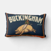 ヴィンテージフルーツクラートラベルアートカウボーイオンピッグロデオ ランバークッション (裏面)