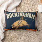 ヴィンテージフルーツクラートラベルアートカウボーイオンピッグロデオ ランバークッション (ブランケット)