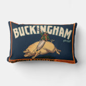 ヴィンテージフルーツクラートラベルアートカウボーイオンピッグロデオ ランバークッション (正面)