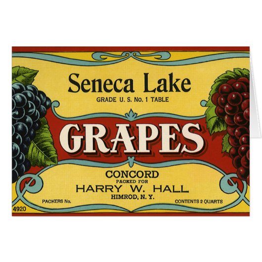 ヴィンテージフルーツクラートラベルアートセネカレークブドウ (正面横)
