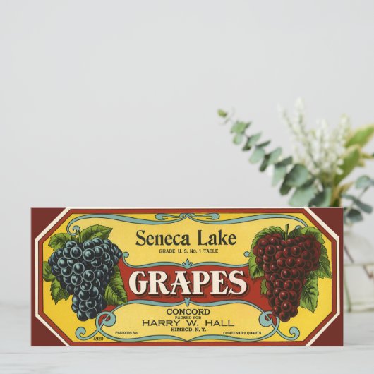 ヴィンテージフルーツクラートラベルアートセネカレークブドウ (スタンド正面)