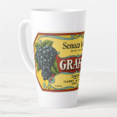 ヴィンテージフルーツクラートラベルアートセネカレークブドウ カフェラテマグ (左アングル)