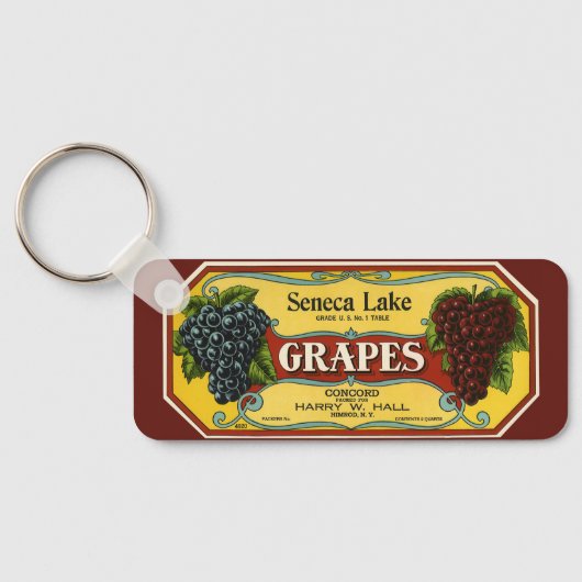ヴィンテージフルーツクラートラベルアートセネカレークブドウ キーホルダー (裏面)