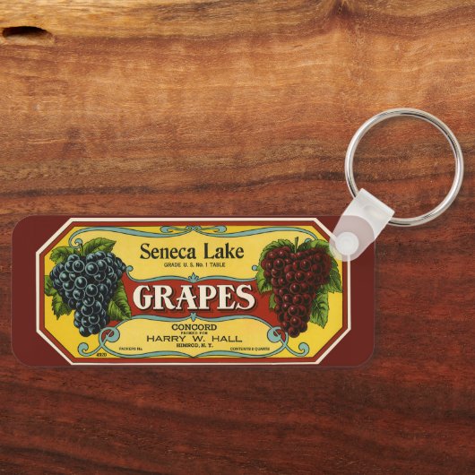 ヴィンテージフルーツクラートラベルアートセネカレークブドウ キーホルダー (正面)
