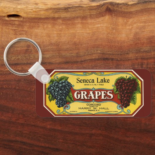 ヴィンテージフルーツクラートラベルアートセネカレークブドウ キーホルダー (裏面)