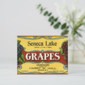 ヴィンテージフルーツクラートラベルアートセネカレークブドウ ポストカード (スタンド正面)
