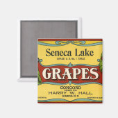 ヴィンテージフルーツクラートラベルアートセネカレークブドウ マグネット (正面/裏面)