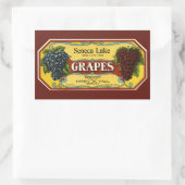 ヴィンテージフルーツクラートラベルアートセネカレークブドウ 長方形シール (バッグ)
