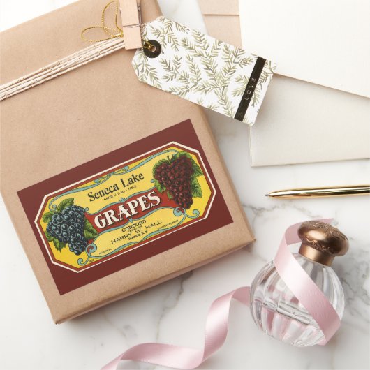 ヴィンテージフルーツクラートラベルアートセネカレークブドウ 長方形シール (ギフト)