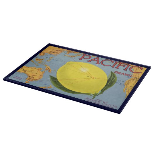 ヴィンテージフルーツクラートラベルアートパシフィックレモンシトラス カッティングボード (角)