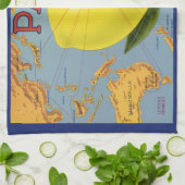 ヴィンテージフルーツクラートラベルアートパシフィックレモンシトラス キッチンタオル (折り畳み)