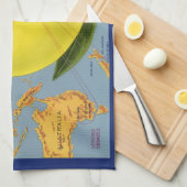 ヴィンテージフルーツクラートラベルアートパシフィックレモンシトラス キッチンタオル (四つ折り)