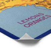 ヴィンテージフルーツクラートラベルアートパシフィックレモンシトラス ポスター (角)