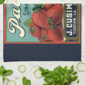 ヴィンテージフルーツクラートラベルアートパトリオットイチゴ キッチンタオル (折り畳み)