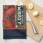 ヴィンテージフルーツクラートラベルアートパトリオットイチゴ キッチンタオル (四つ折り)