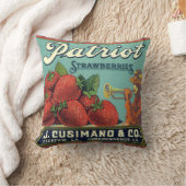 ヴィンテージフルーツクラートラベルアートパトリオットイチゴ クッション (ブランケット)